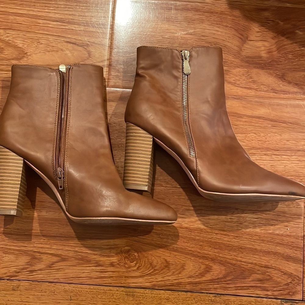EUC WOMENS Heeled boots TAN / brown size 10 - Picture 3 of 7